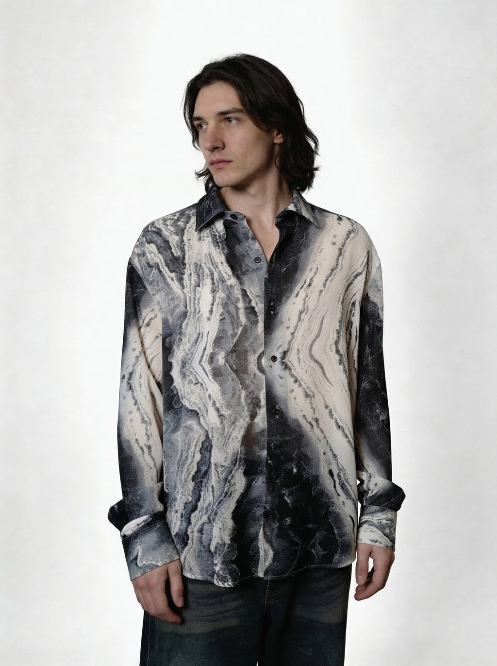 Midnight Marble — Viscose Shirt