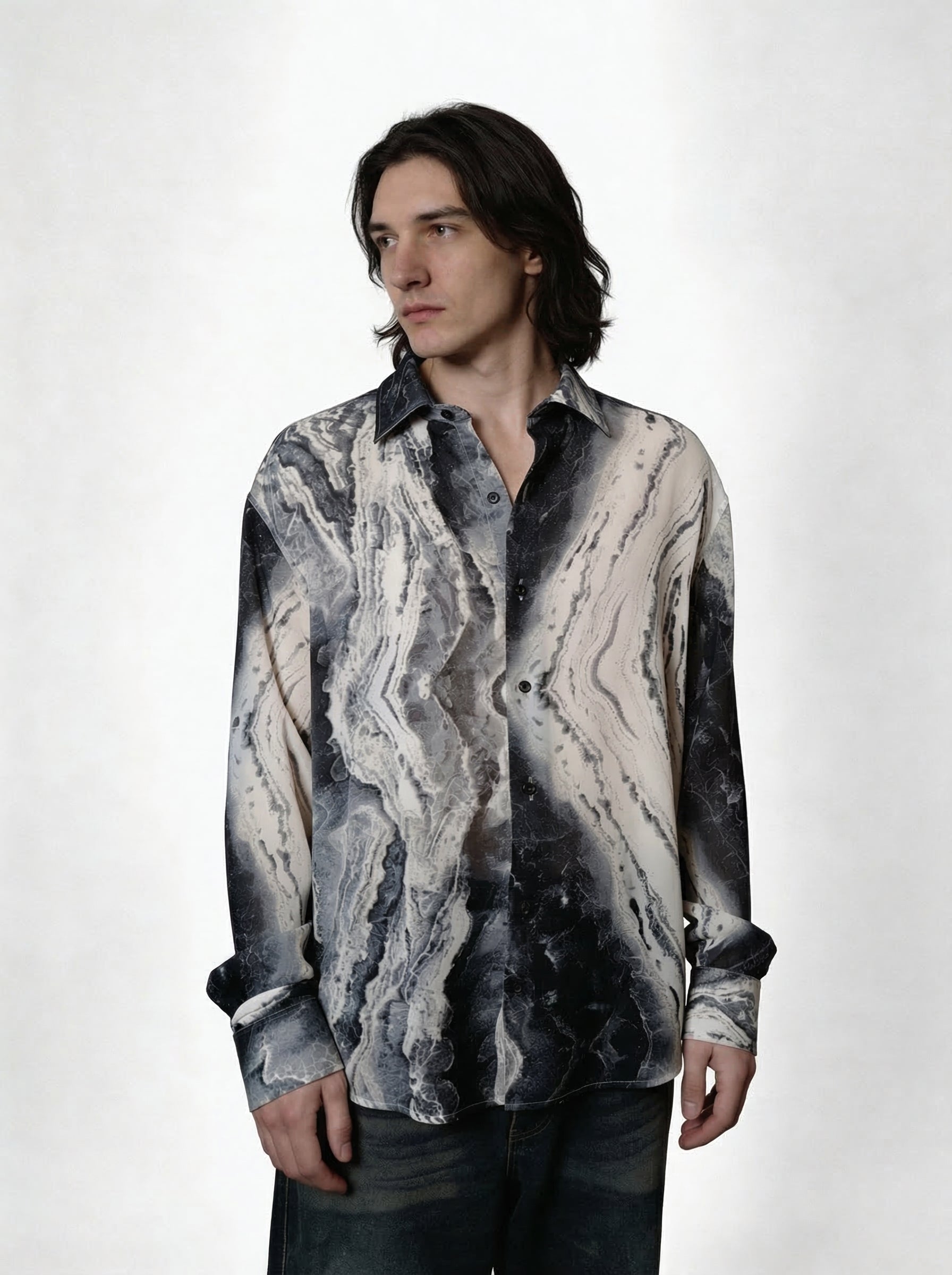 Midnight Marble — Viscose Shirt