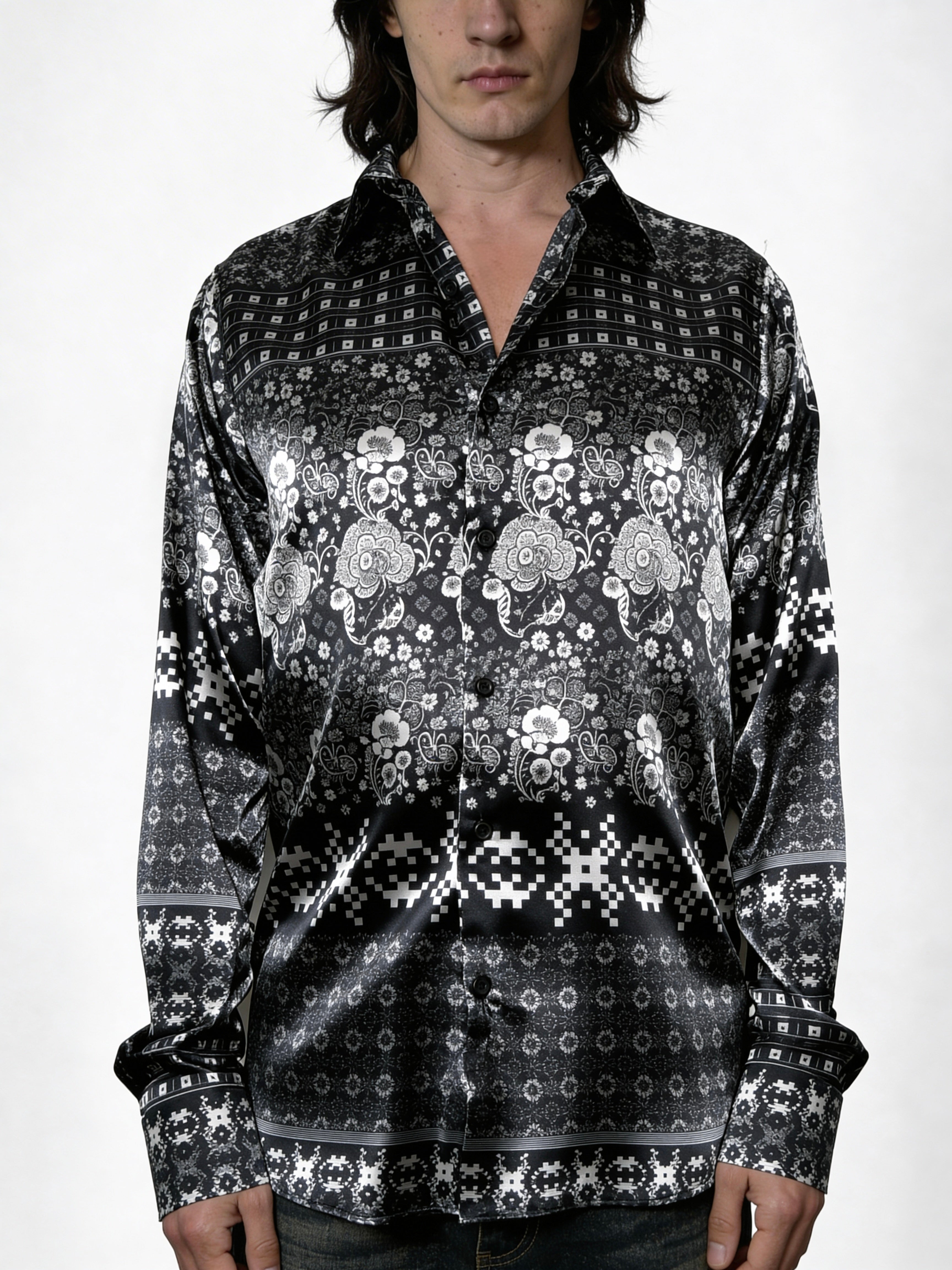 Midnight Bloom — Silk Shirt