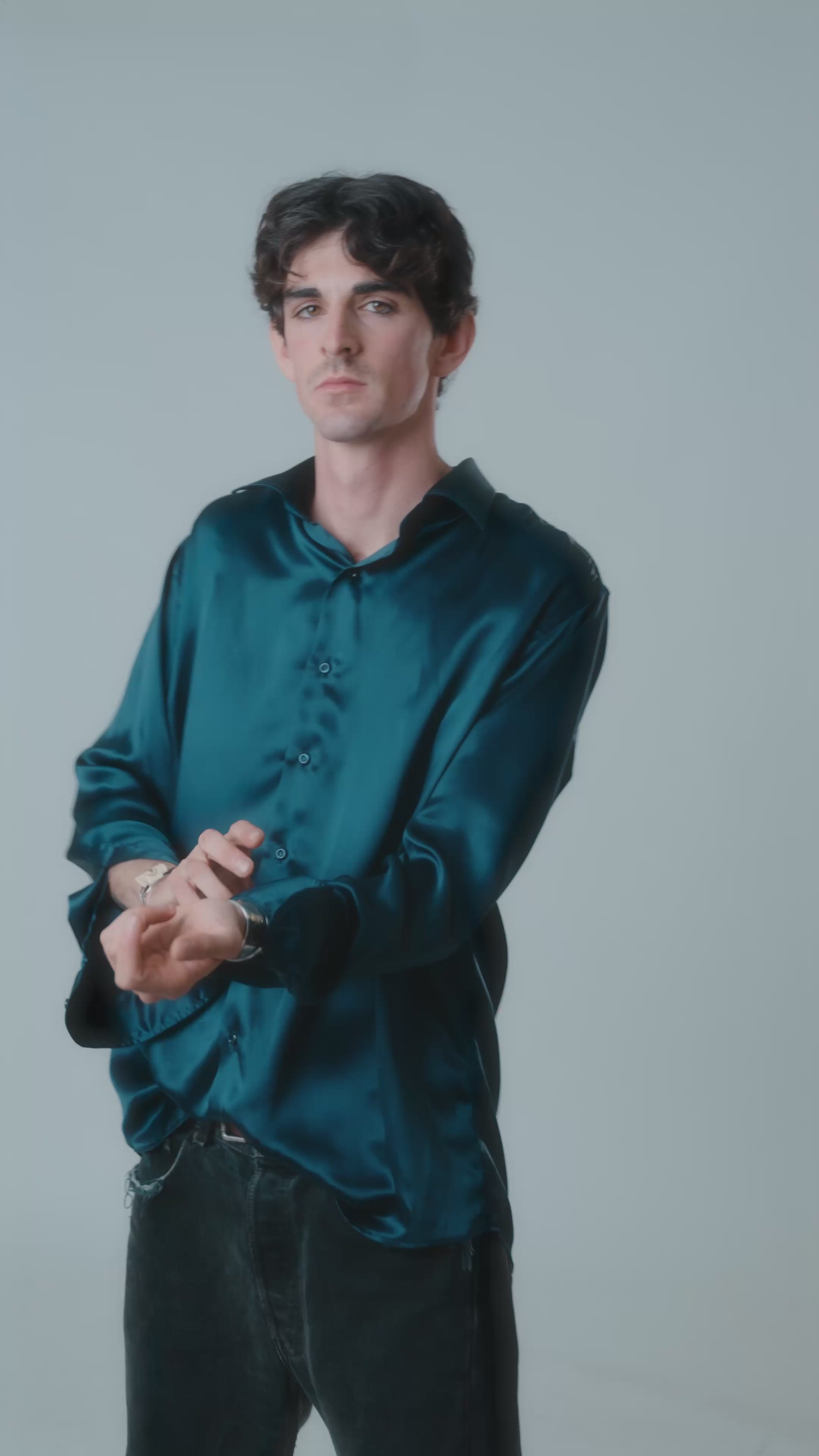 Blue Teal Lucid Silk Shirt