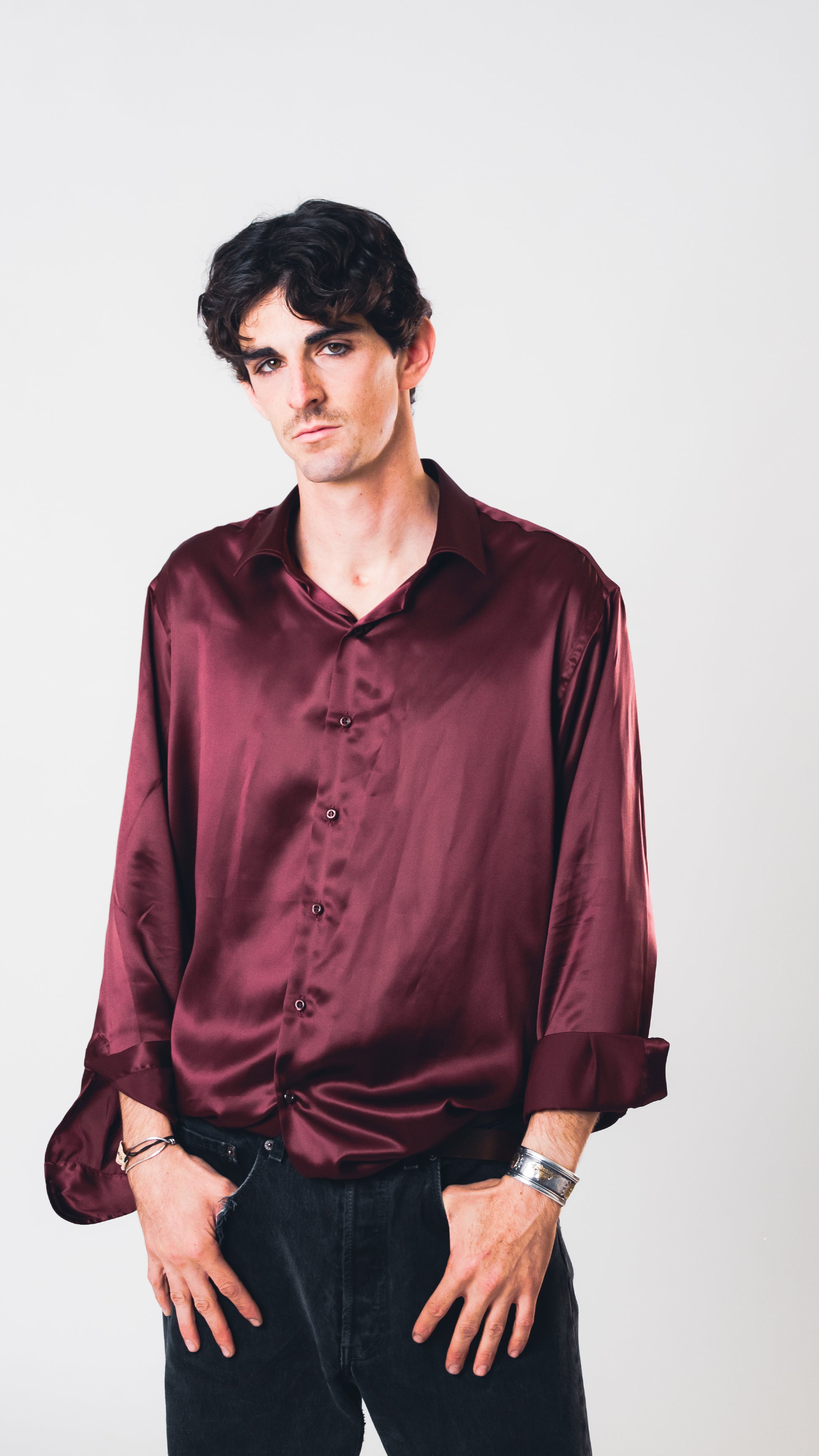 Burgundy Lucid Silk Shirt