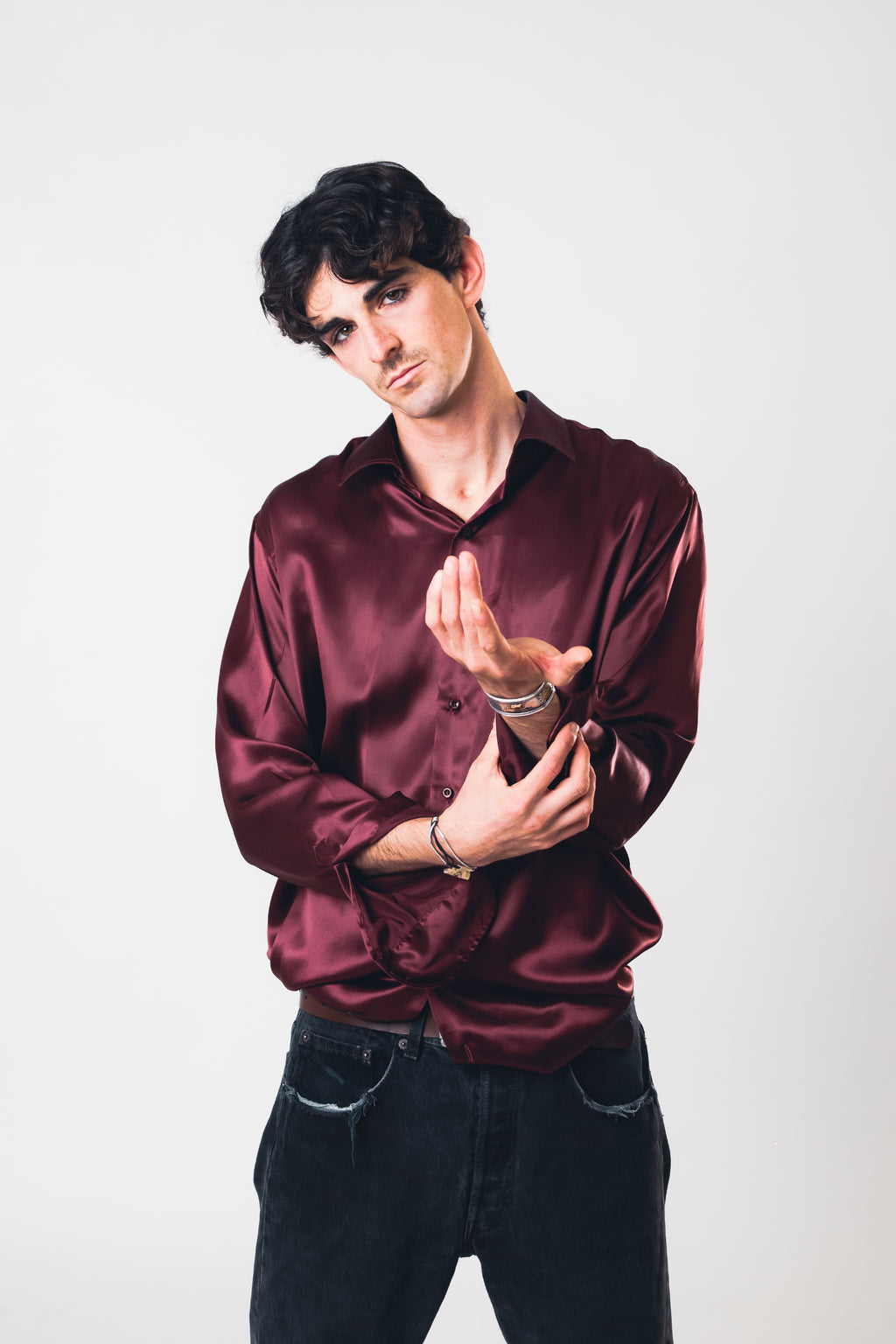 Burgundy Lucid Silk Shirt