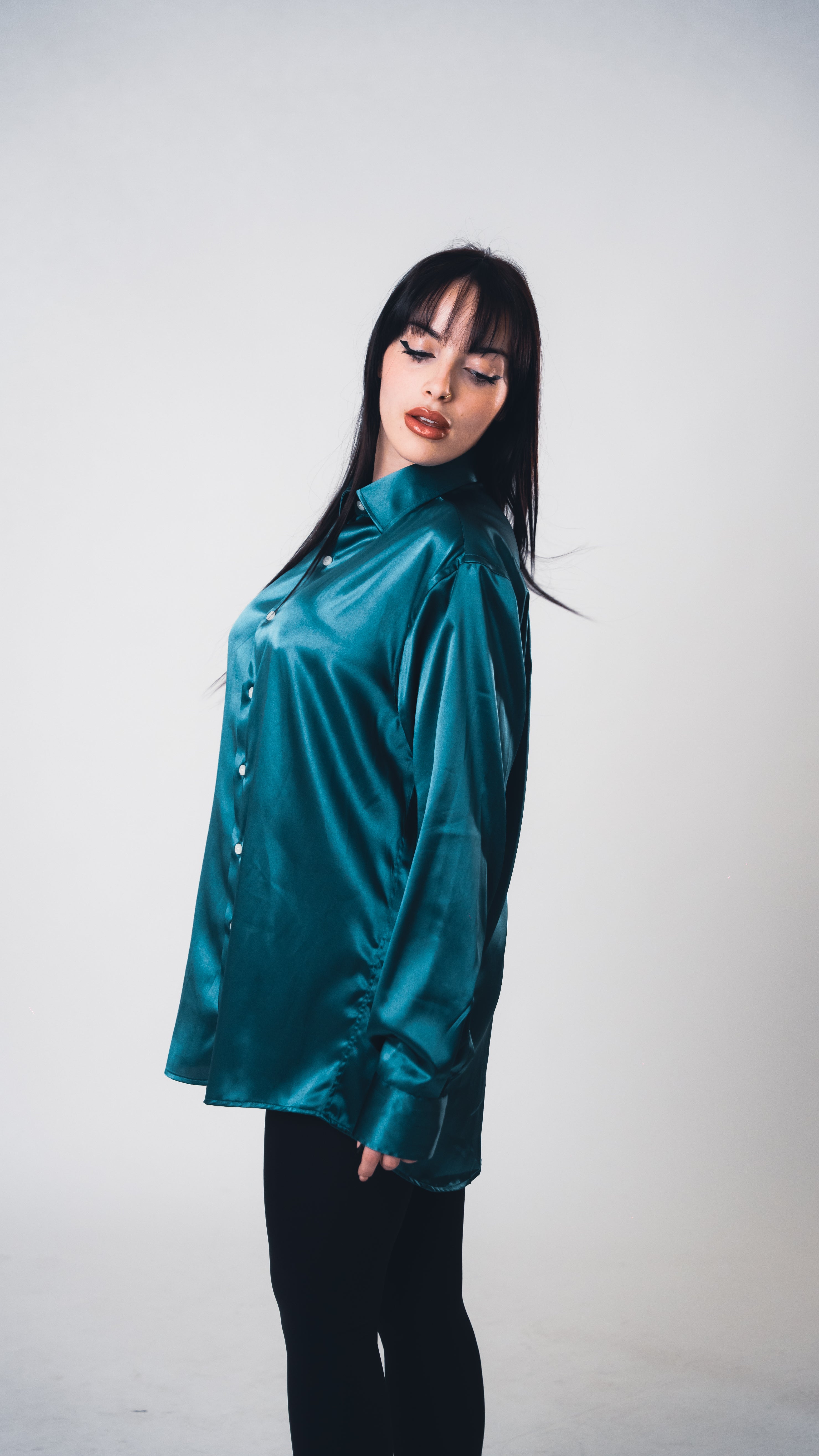 Blue Teal Lucid Silk Shirt