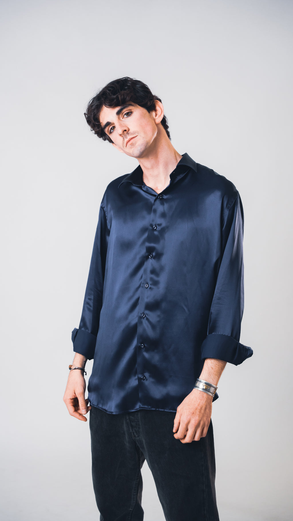 Midnight Blue Lucid Silk Shirt