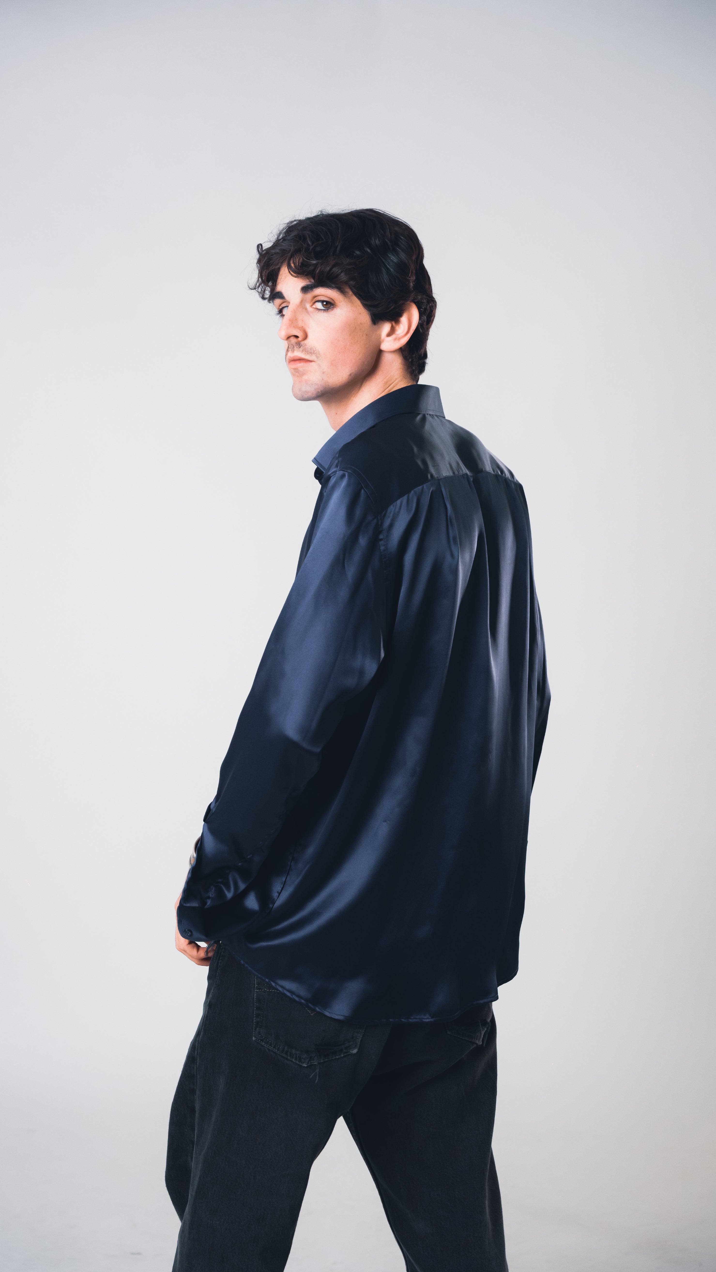 Midnight Blue Lucid Silk Shirt