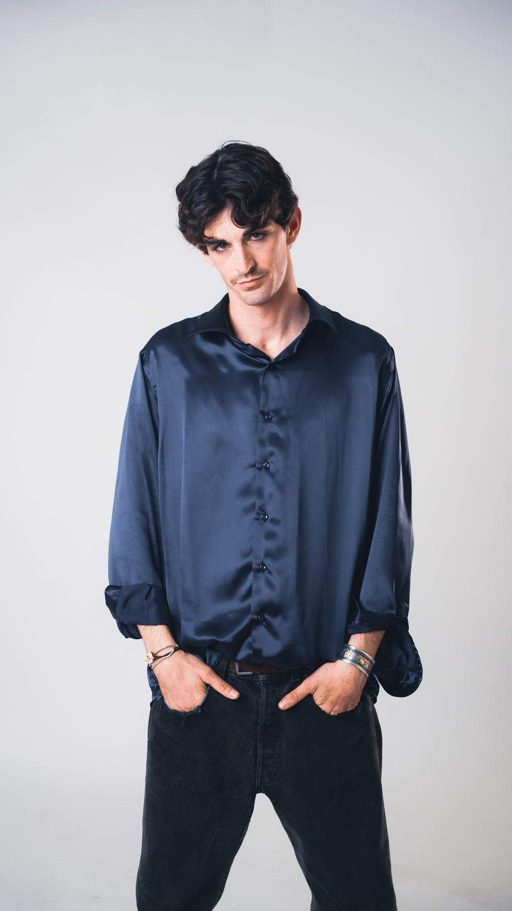 Midnight Blue Lucid Silk Shirt