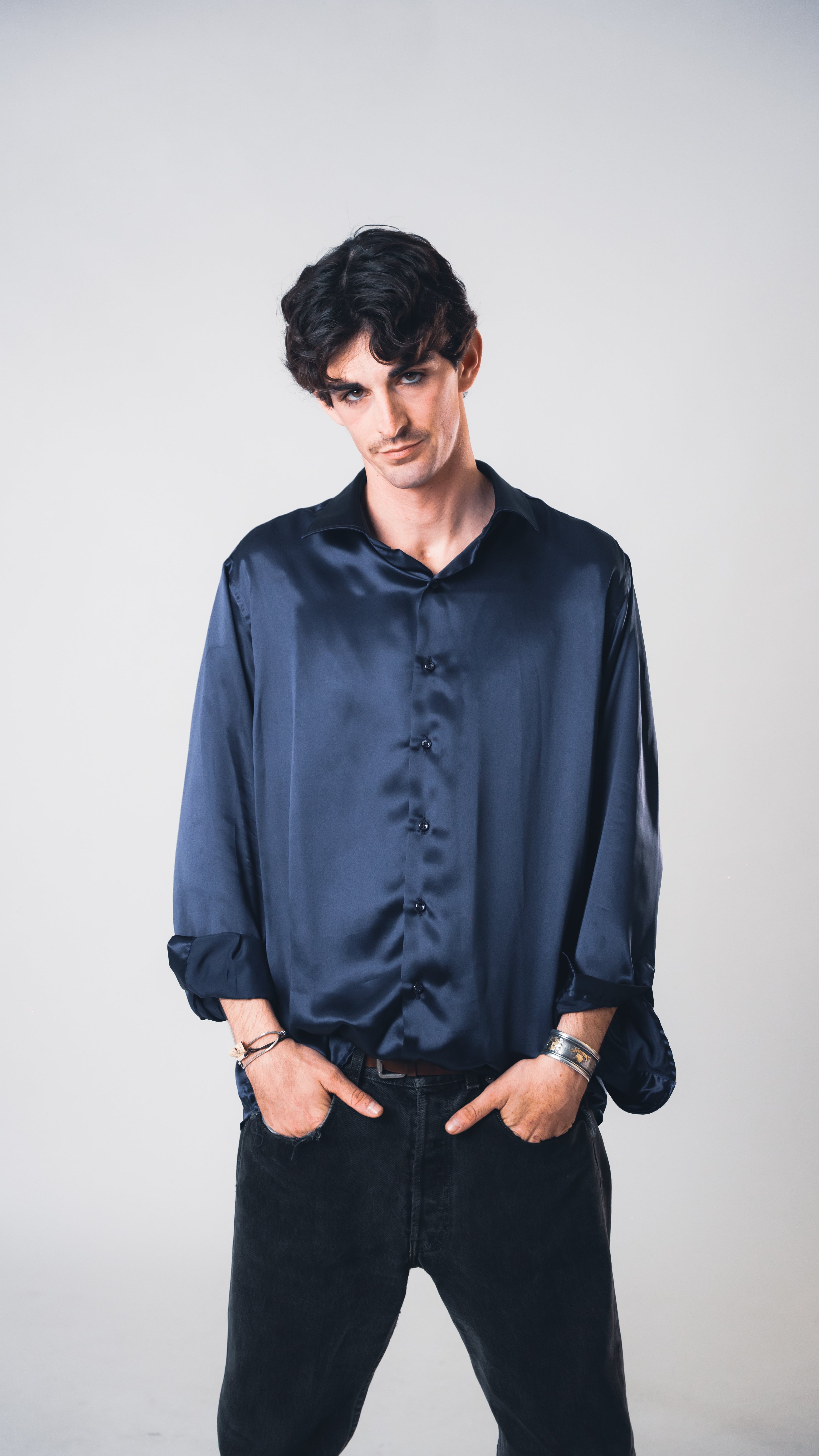Midnight Blue Lucid Silk Shirt