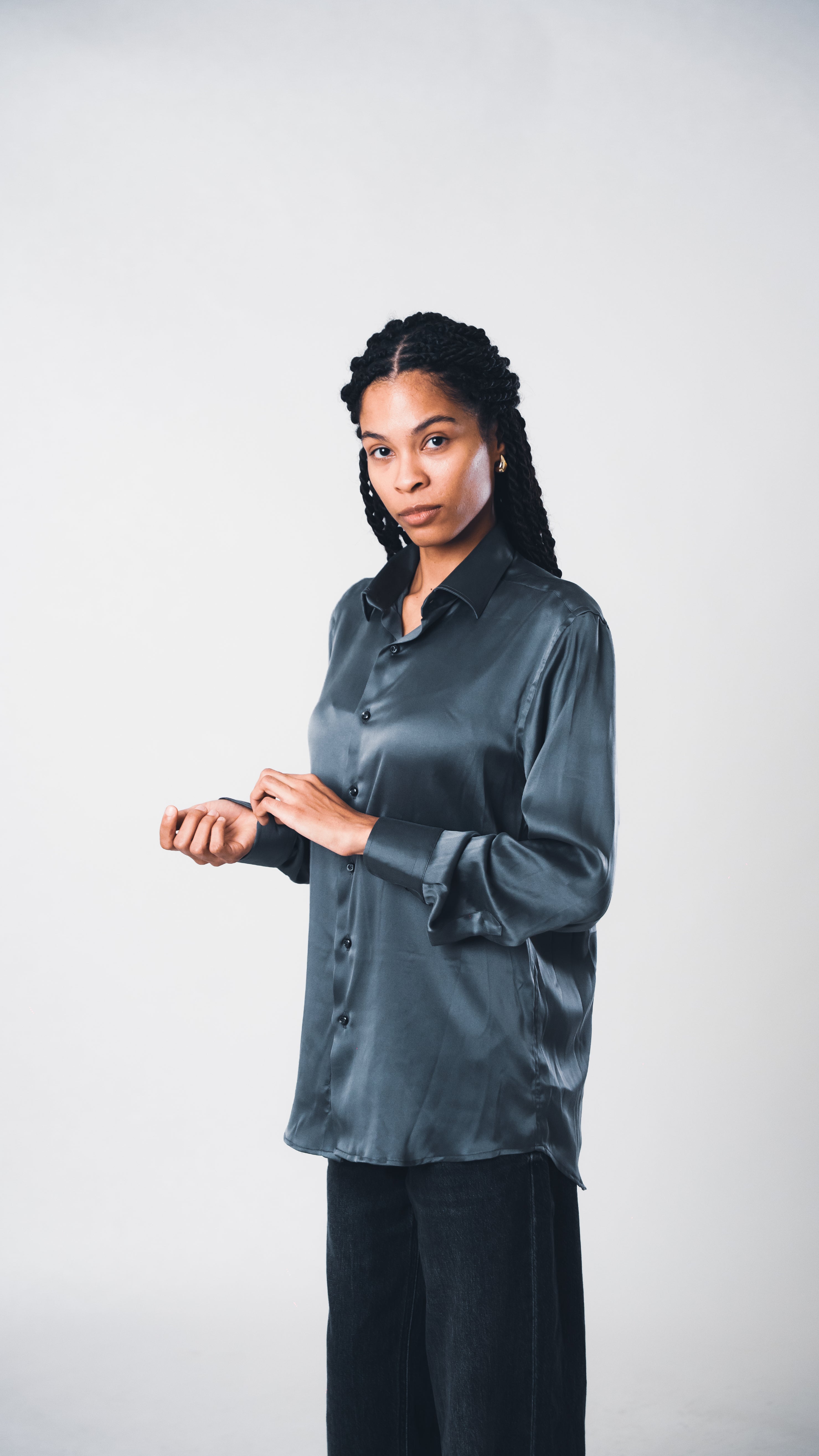 Grey Lucid Silk Shirt