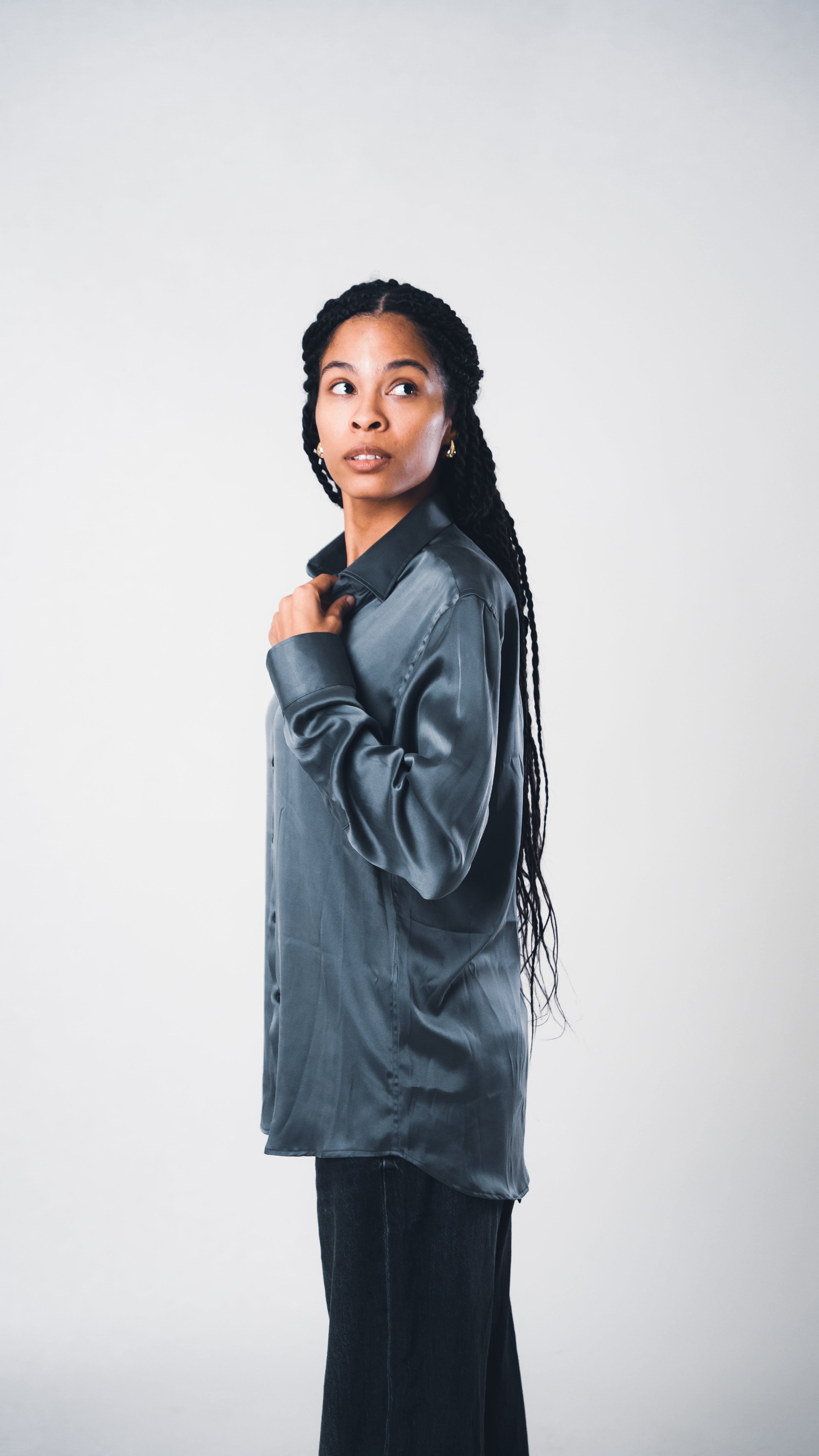 Grey Lucid Silk Shirt