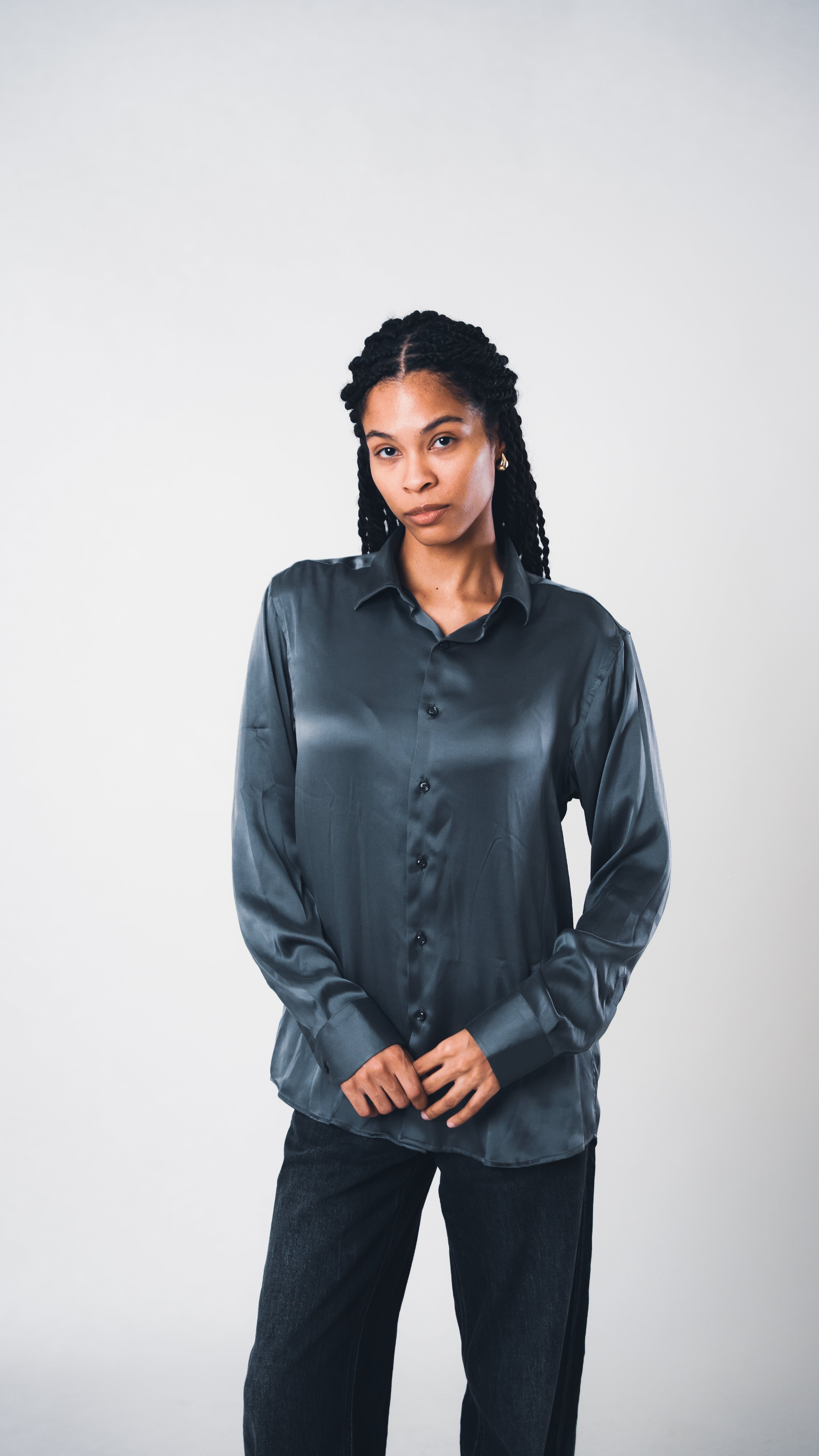 Grey Lucid Silk Shirt