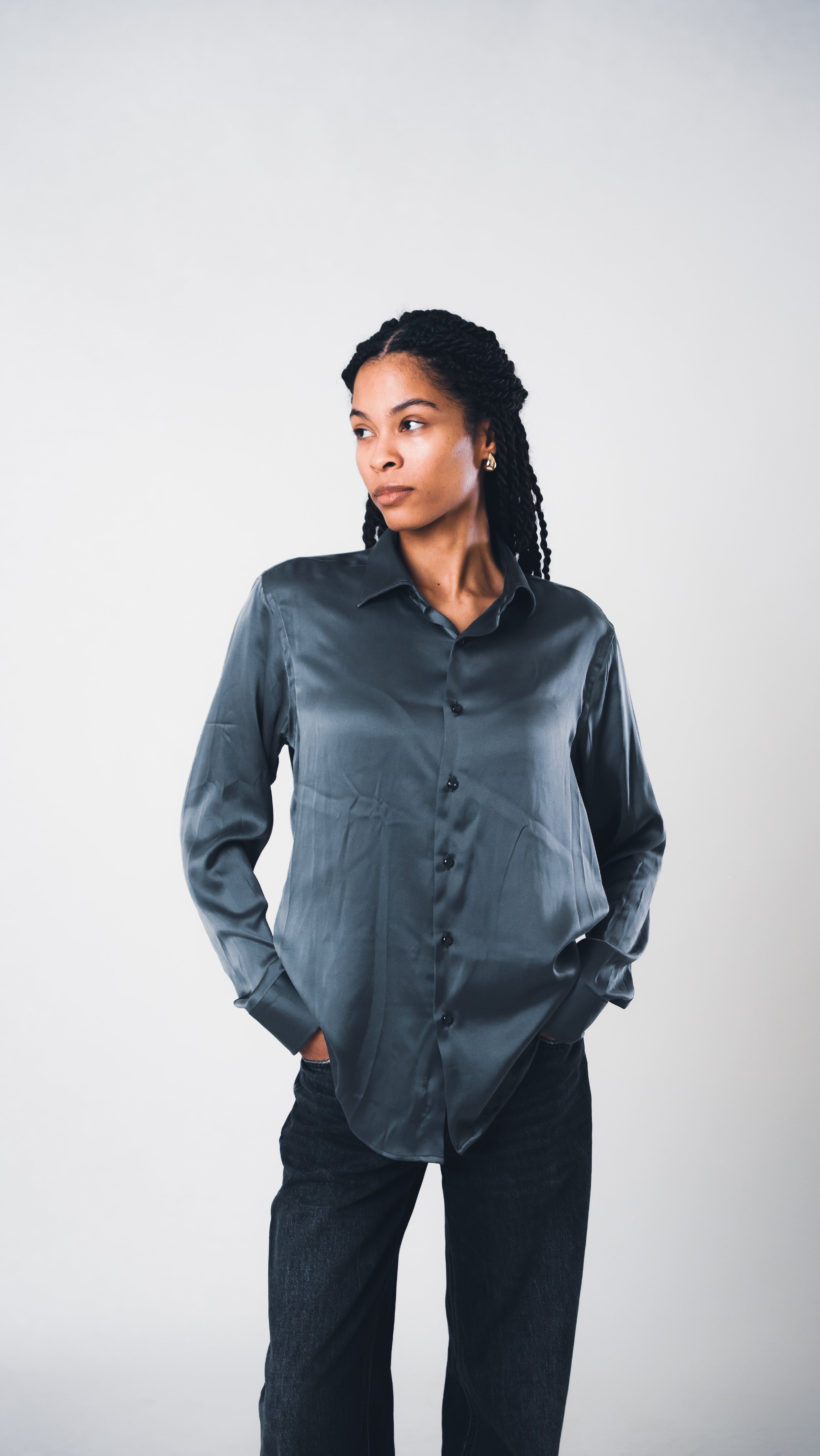 Grey Lucid Silk Shirt
